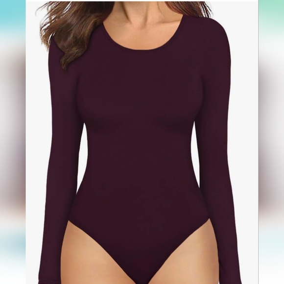 Mangopop Maroon Bodysuit Size S NWT - Picture 3 of 5